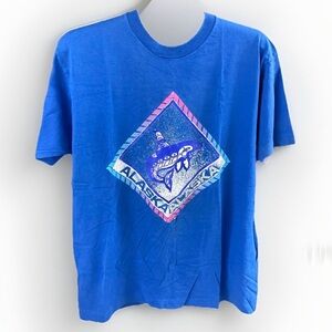 Women’s Alaska Graphic T-Shirt Blue Whale Design Size XL Short Sleeve Tee